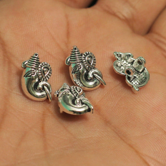 15x9mm German Silver Ganesha Connectors - Silver / German Silver / 10 Pcs