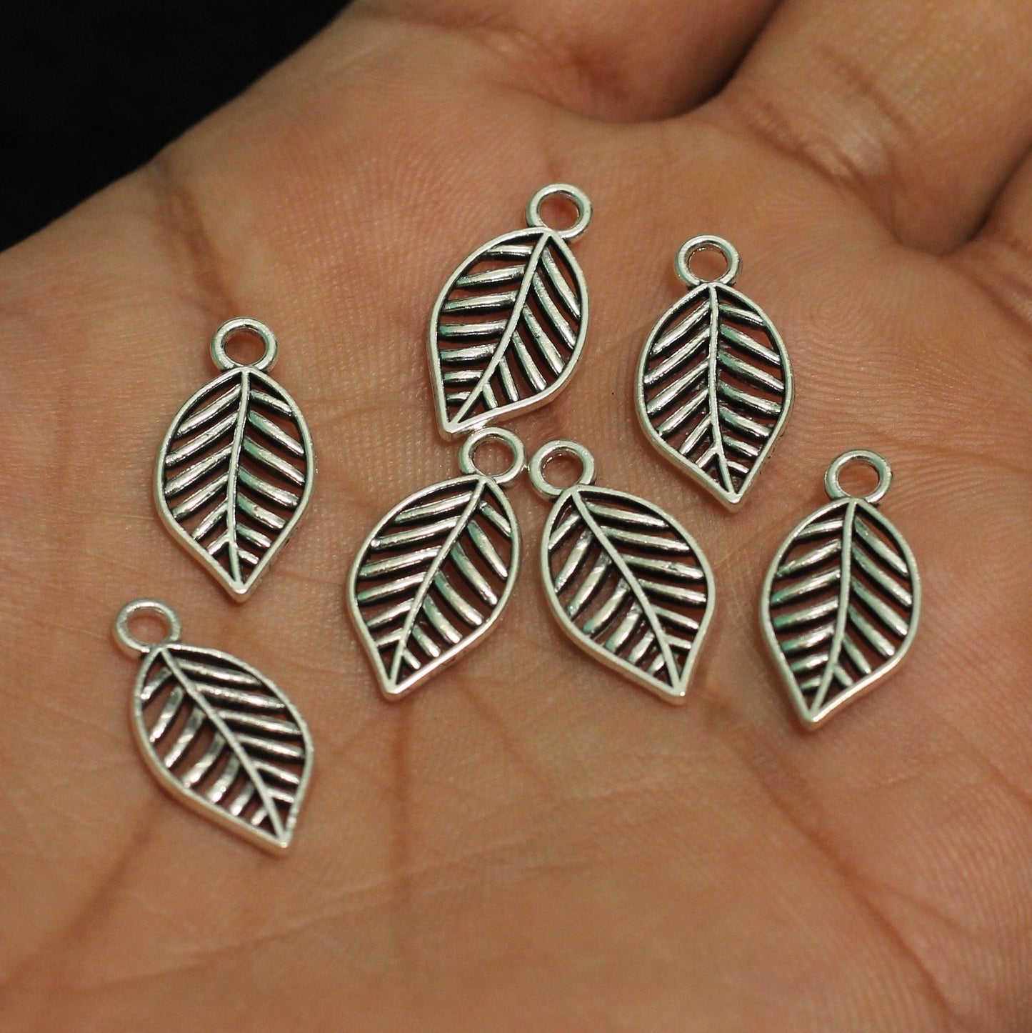 19x10mm German Silver Leaf Charms - Silver / German Silver / 10 Pcs