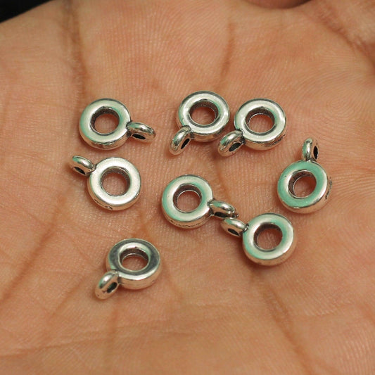 11mm German Silver Round Charms - Silver / German Silver / 10 Pcs
