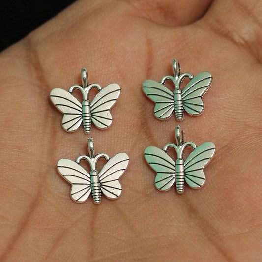 14x14mm German Silver Butterfly Charms - Silver / German Silver / 10 Pcs