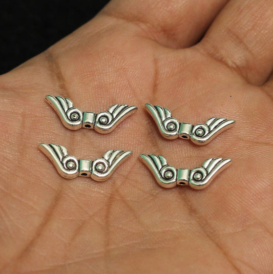 8x21mm German Silver Angle Wings Spacer Beads - Silver / German Silver / 10 Pcs