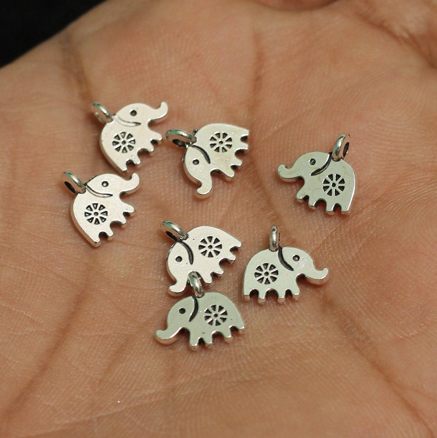 10x10mm German Silver Elephant Charms - Silver / German Silver / 10 Pcs