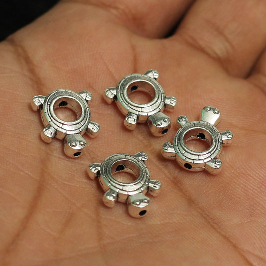 10 Pcs, 15x11mm German Silver Turtle Spacer Beads - Silver / German Silver