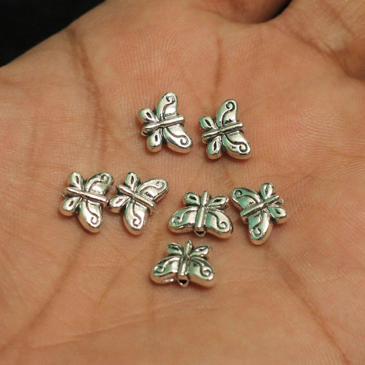 7x10mm German Silver Butterfly Beads - Silver / German Silver / 10 Pcs