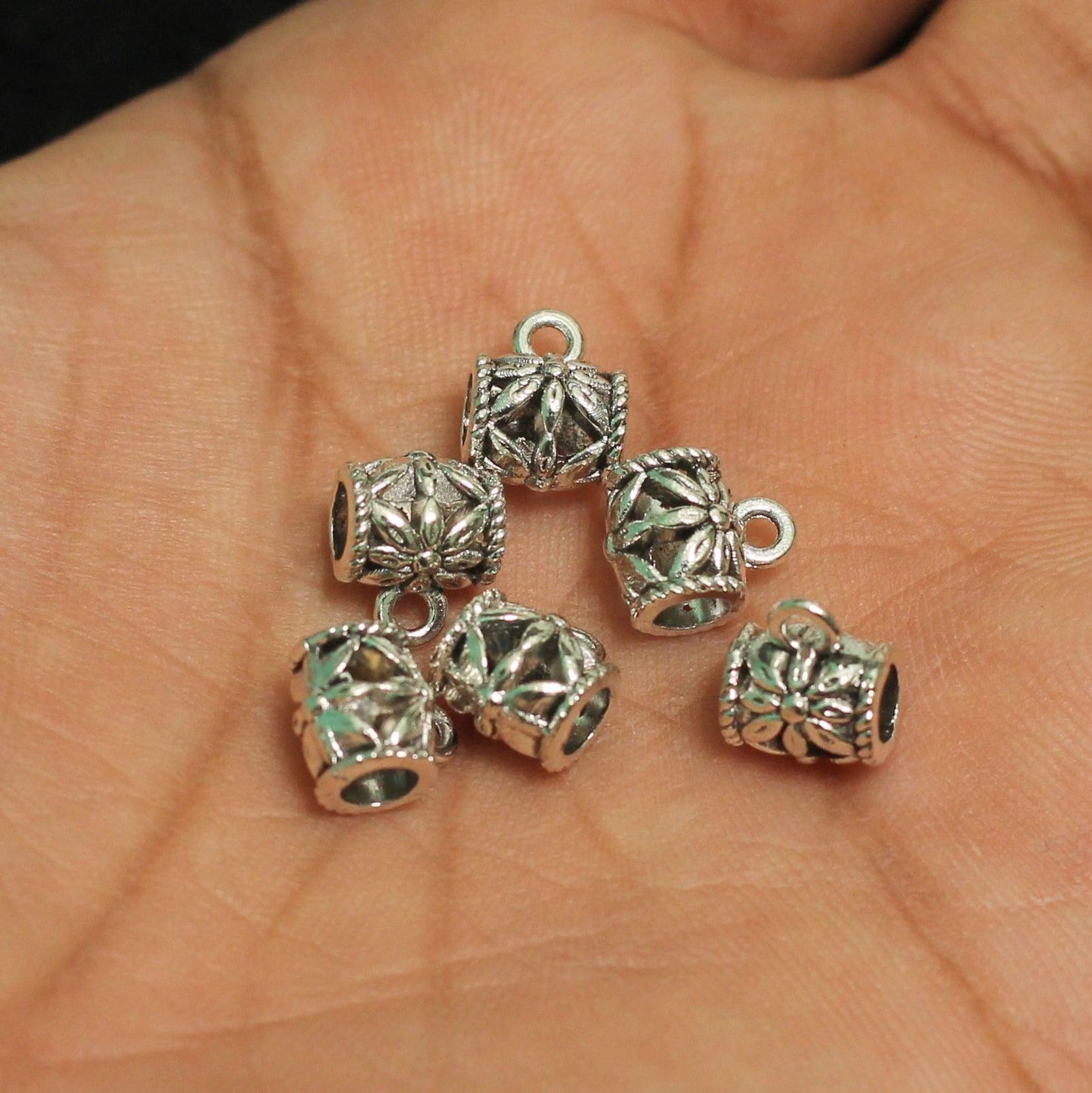 10x8mm German Silver Charms - Silver / German Silver / 10 Pcs