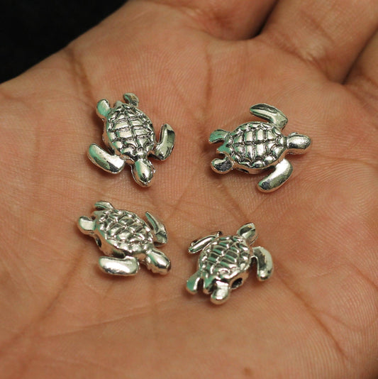 18x16 German Silver Turtle Spacer Beads - Silver / German Silver / 10 Pcs