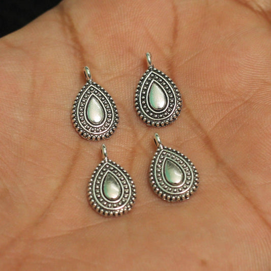 17x10mm German Silver Drop Charms - Silver / German Silver / 10 Pcs