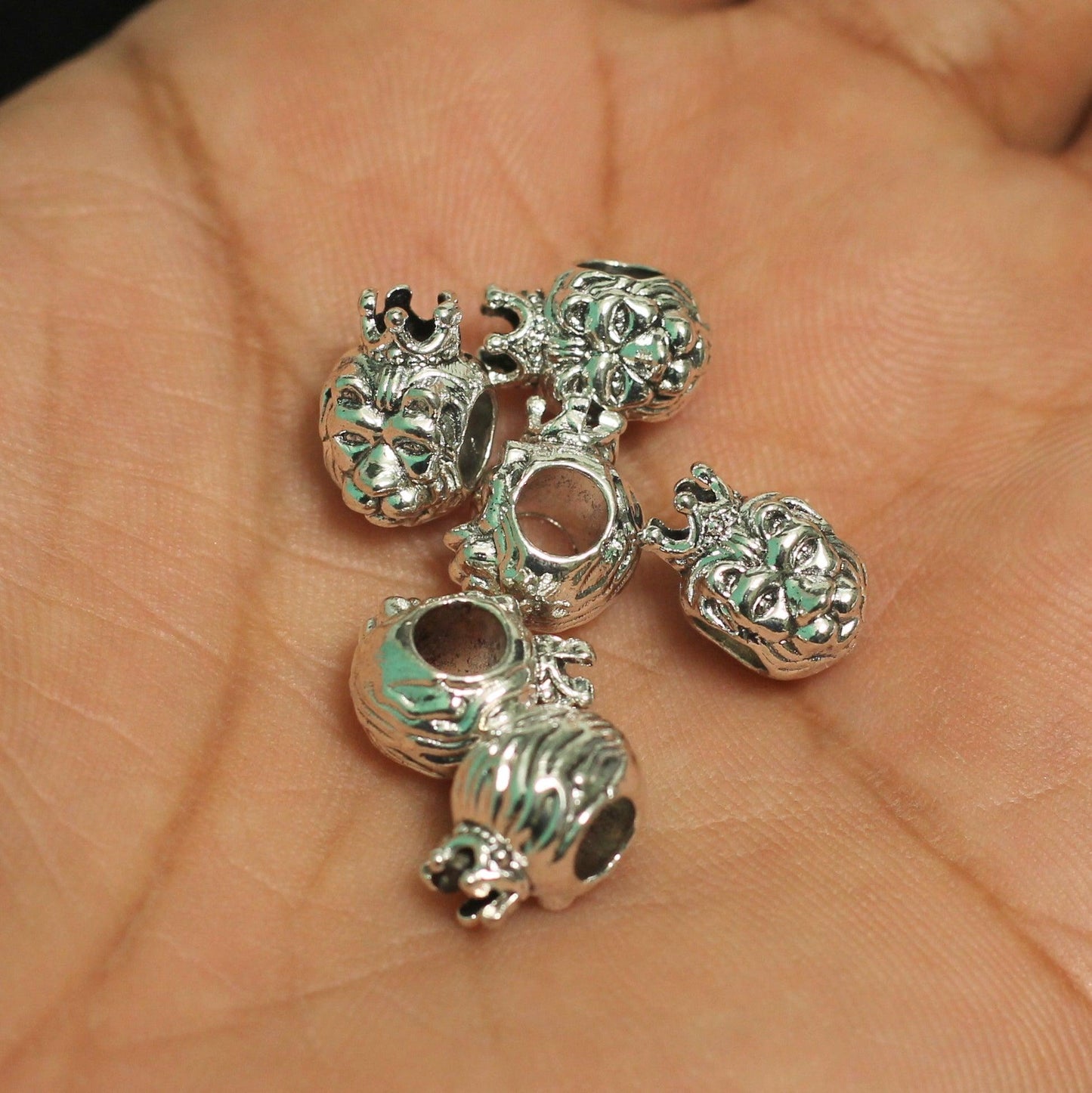 10 Pcs, 12x7mm German Silver Monkey Face with Crown Connectors - Silver / German Silver