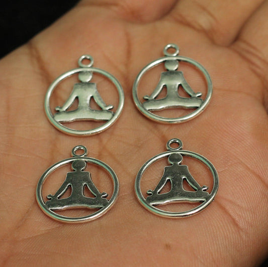 10 Pcs, 24mm German Silver Yoga Charms - Silver / German Silver / 10 Pcs