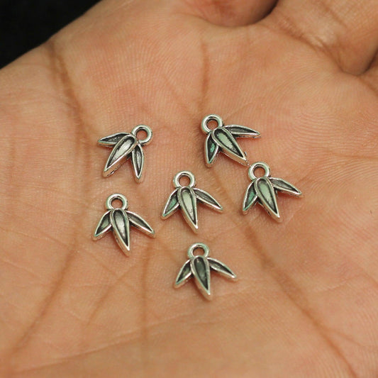 11x9mm German Silver Leaf Charms - Silver / German Silver / 10 Pcs