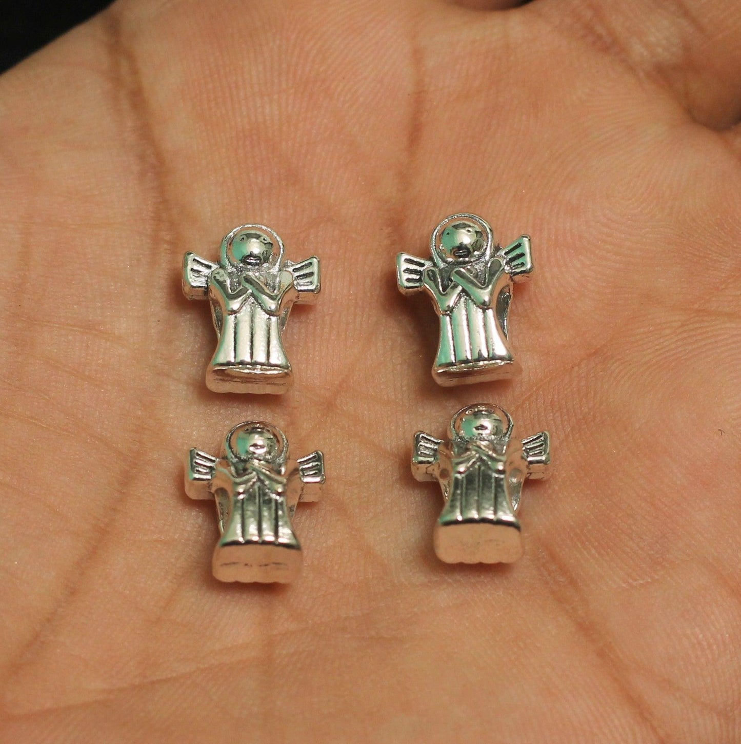 10 Pcs, 13x11mm German Silver Fairy Spacer Beads - Silver / German Silver