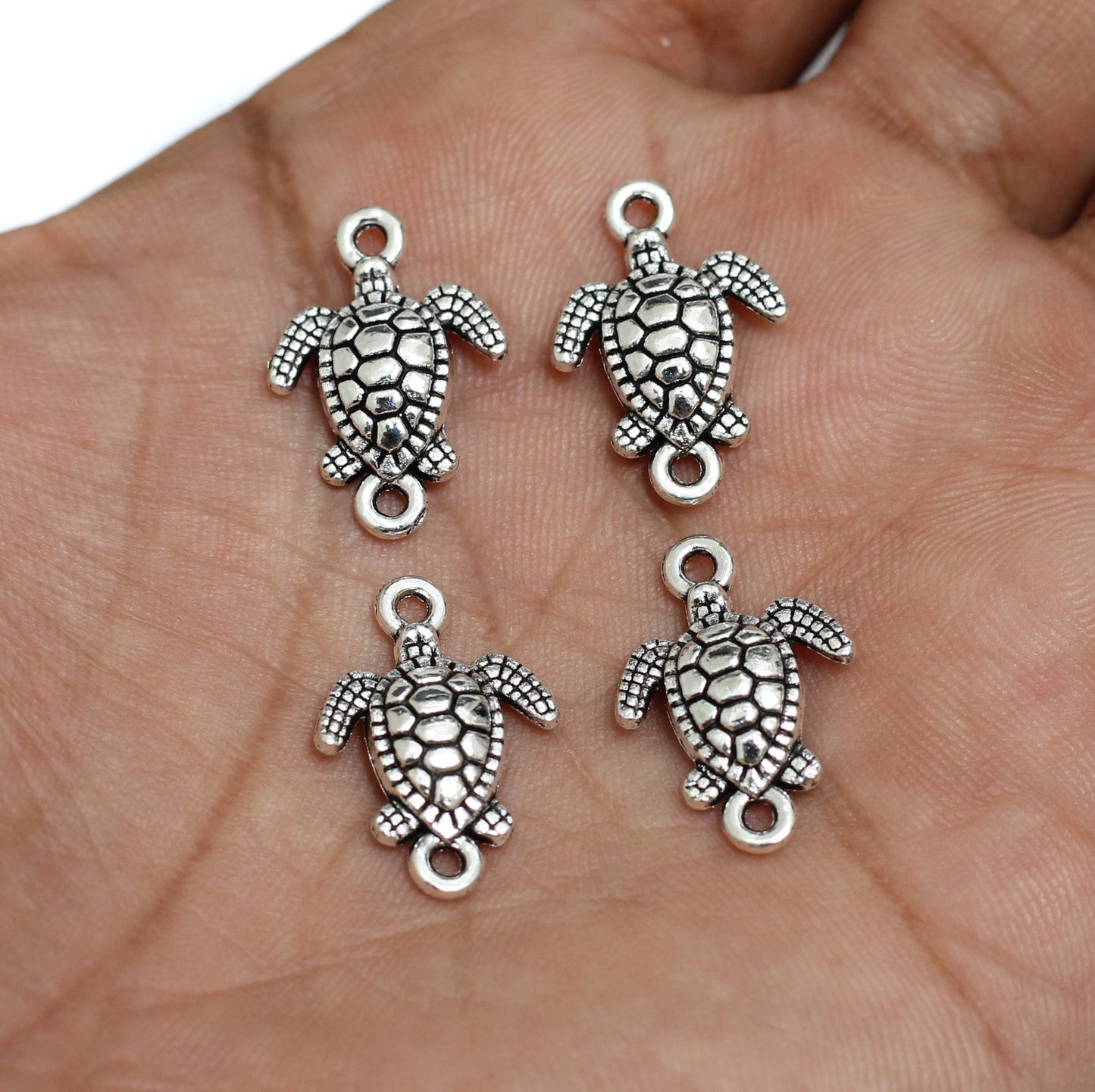 12x23mm German Silver Turtle Connectors - Silver / German Silver / 10 Pcs