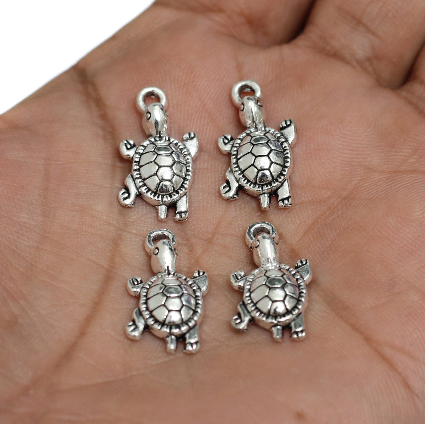 13x22mm German Silver Turtle Charms - Silver / German Silver / 10 pcs