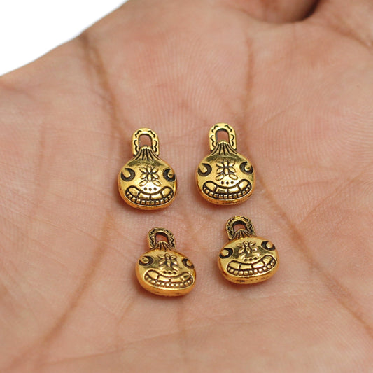 13x8mm, Evil Face German silver Charm - Golden / 50g