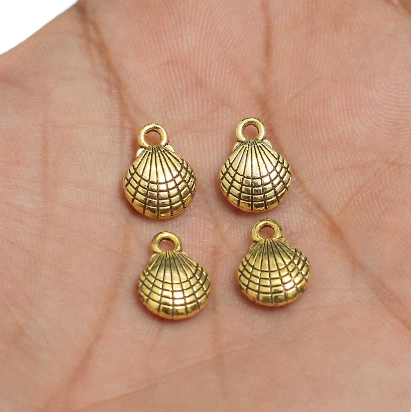 13x9mm, Sea Shell German Silver Charm - Golden / 50g