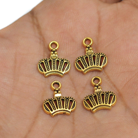 15x13mm, Crown Shape German Silver Charm - Golden / 50g