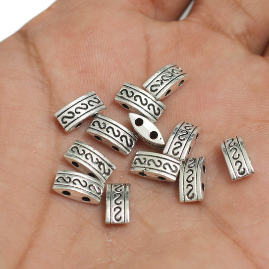 10x5mm, 2 String German Silver Spacers Connectors - Silver / German Silver / 50gm