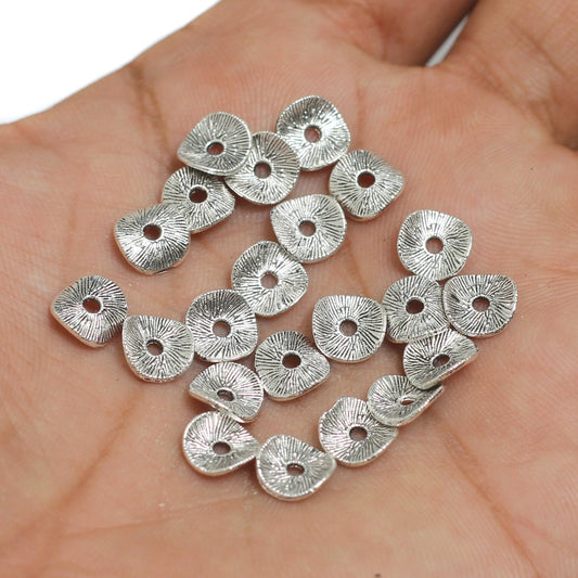 8mm, German Silver Disc Caps - Silver / German Silver / 50g