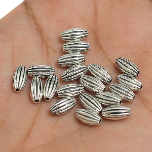 9x4mm, German Silver Ovel Bead - Silver / German Silver / 50g
