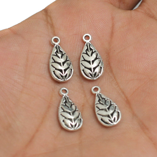18x8mm, German Silver Leaf charm - Golden / 50g