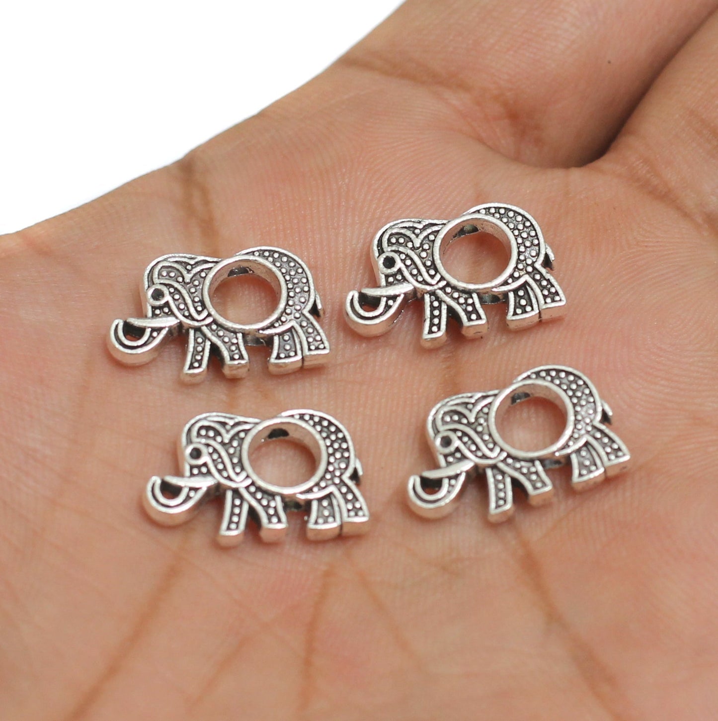 18x11mm, Elephant shape German Silver Bead - Silver / German Silver / 50g