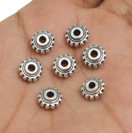10x5mm, German Silver Spacers Beads - Silver / German Silver / 50g