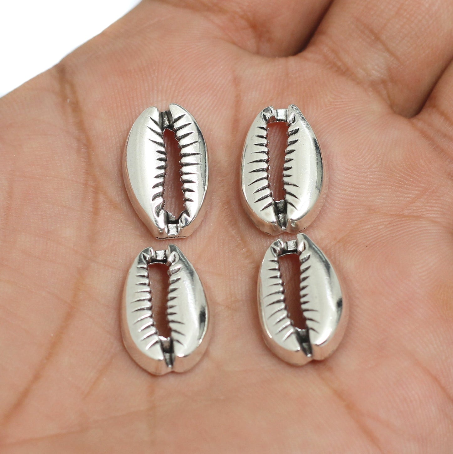 19x12mm, German Silver Cowrie Beads - Silver / German Silver / 50g