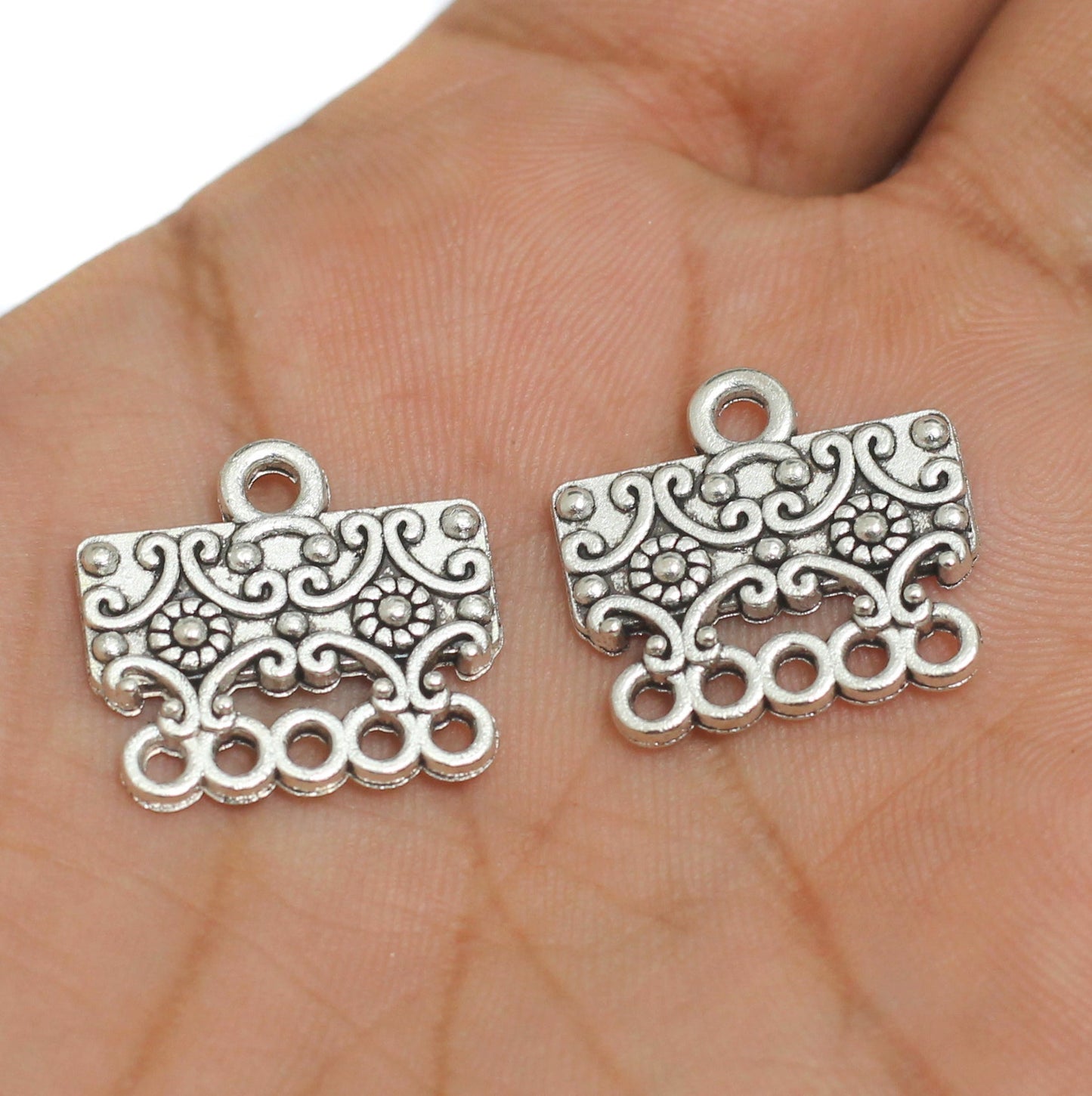 20x18mm, 5 String German Silver Connectors - Silver / German Silver / 50gm