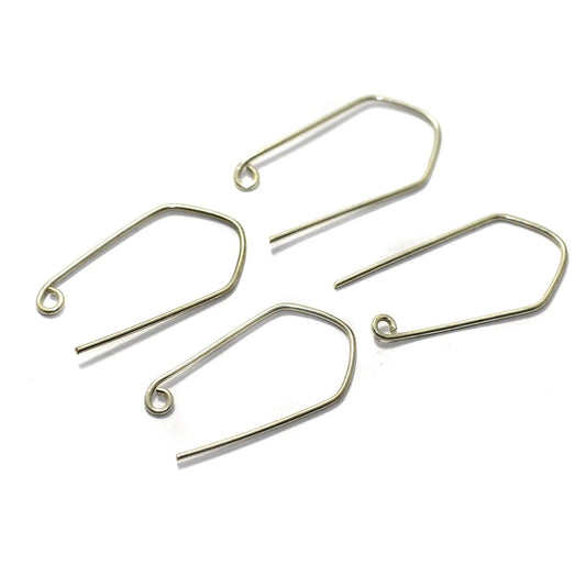 2 Pair German Silver Earring Hooks - Silver / German Silver / 1 Inch