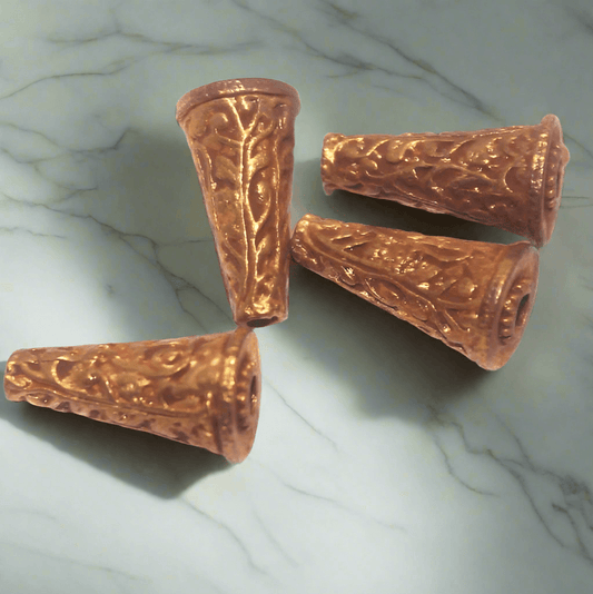 10 Pcs 22x11mm Geru Finish Beads - Copper / German Silver / Cone