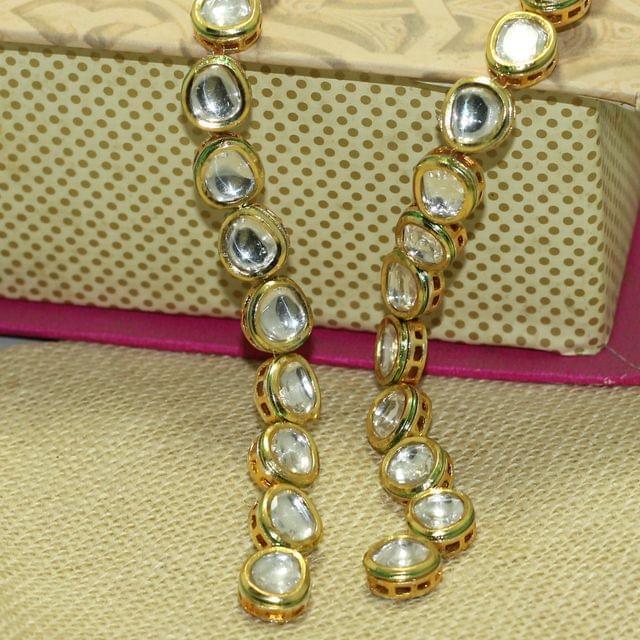 15 Pcs, 13mm Golden Meenakari Kundan Kadi Chain - Golden / Kundan / 15 Pcs