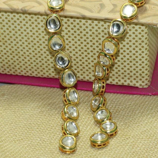 15 Pcs, 13mm Golden Meenakari Kundan Kadi Chain - Golden / Kundan / 15 Pcs