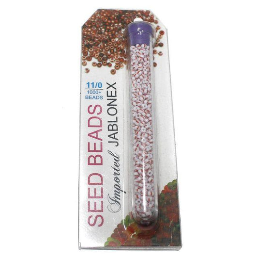 Preciosa seed Beads Opaque White & Red Size 8/0 - Glass / 8`0 / Opaque