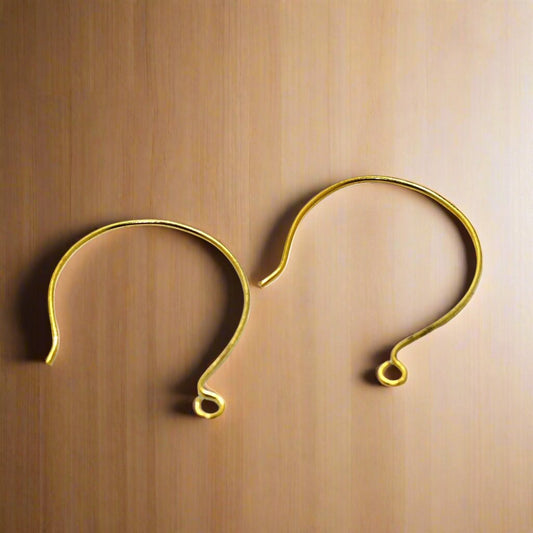 36x22mm Brass Earring Hooks - Golden / Brass / 2 Pair