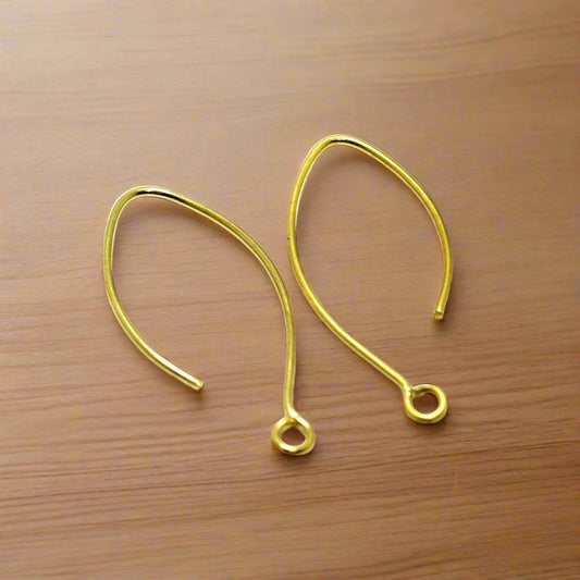 Brass Earring Hooks Golden - Silver / Brass / 2 Pair