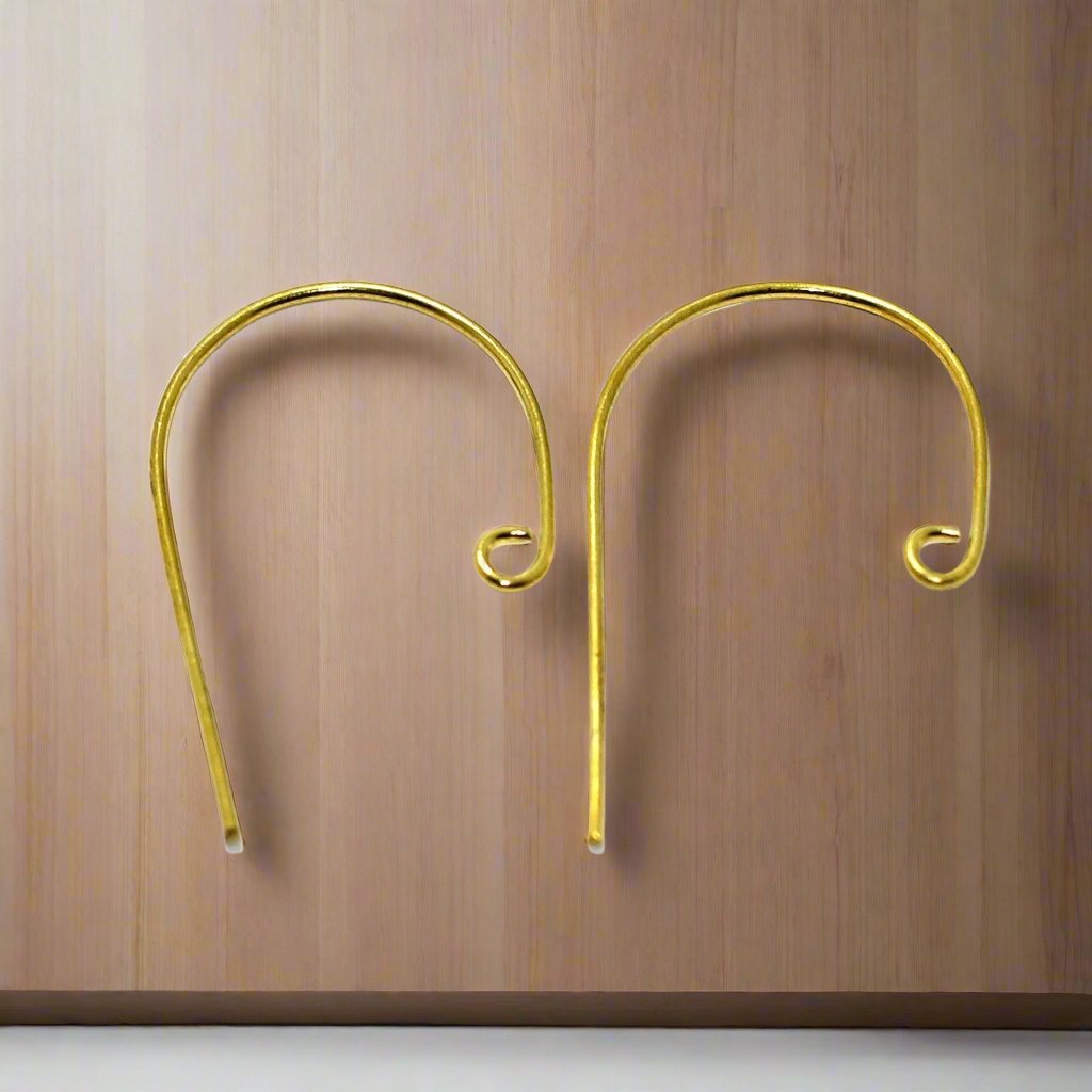 Brass Earring Hooks Golden - Golden / Brass / 2 Pair