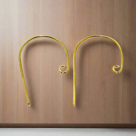 Brass Earring Hooks Golden - Golden / Brass / 2 Pair