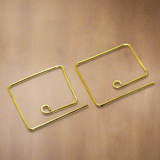 Brass Earring Hooks - Golden / Brass / 2 Pair