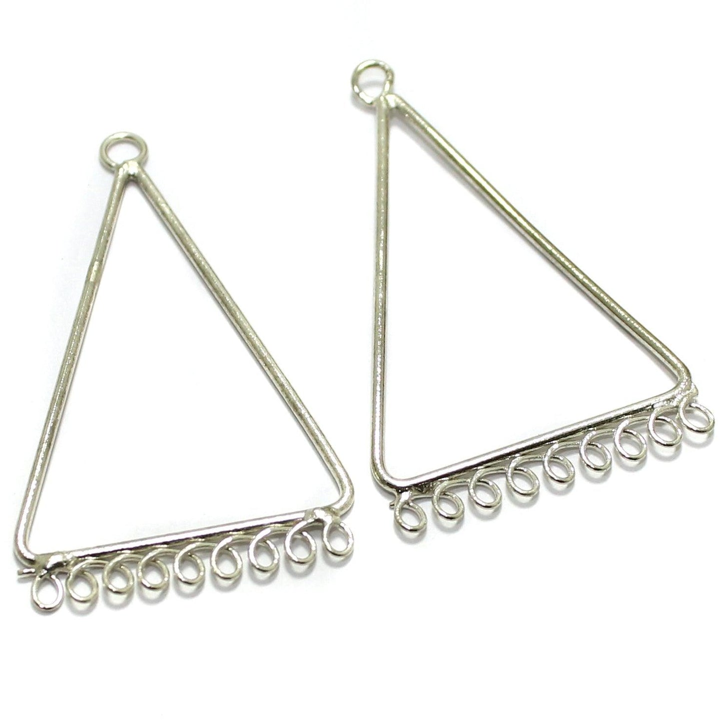 Brass Earrings Components Triangle 1.75 Inch - Silver / Brass / 2 Pairs