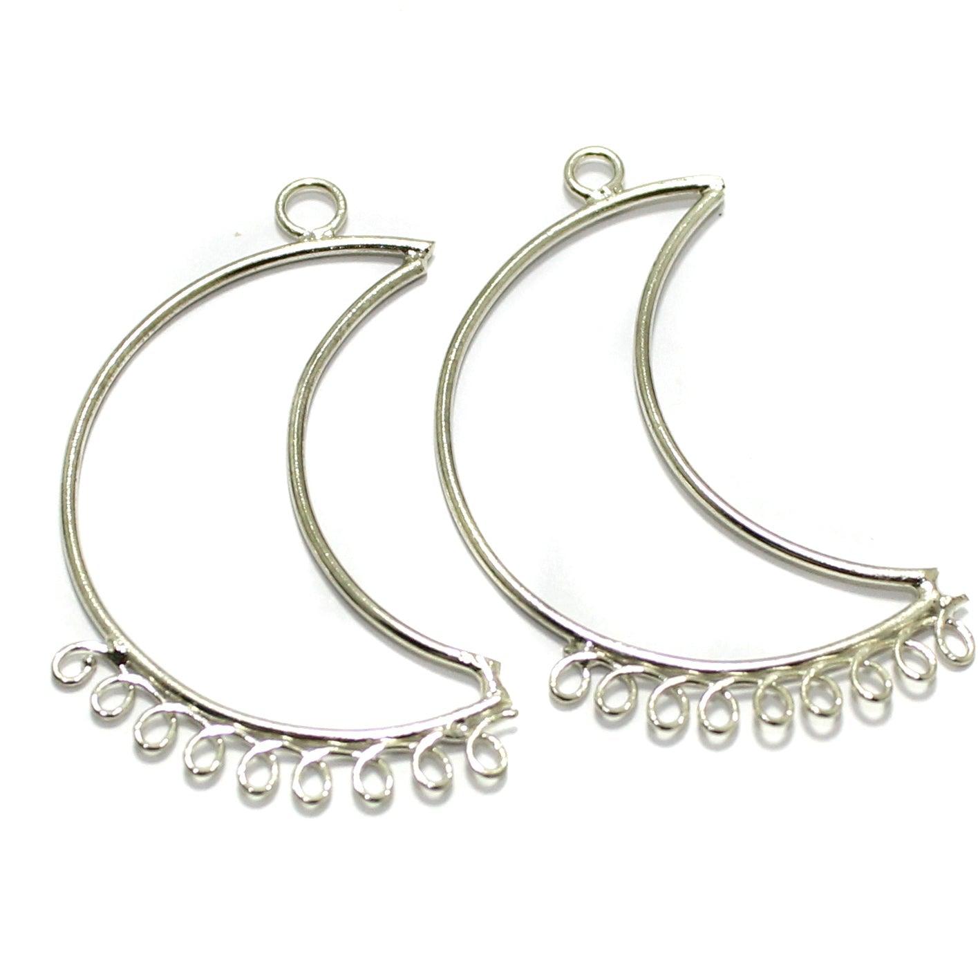 Brass Earrings Components Chandbali 1.75 Inch - Silver / Brass / 2 Pairs