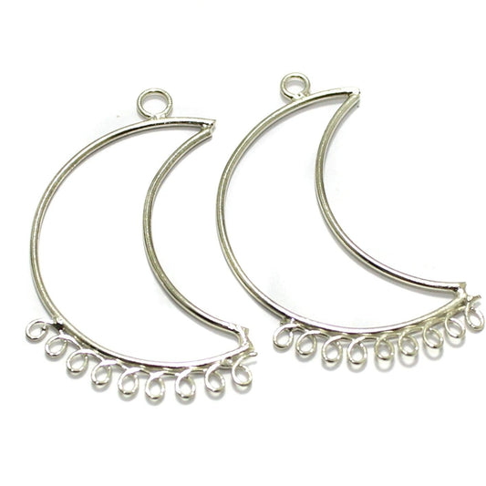 Brass Earrings Components Chandbali 1.75 Inch - Silver / Brass / 2 Pairs