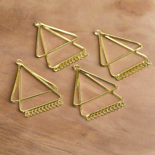 Brass Earrings Components 2 Inch - Golden / Brass / 2 Pairs
