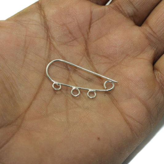 Brass Earring Hooks Silver 1.25 Inches - Silver / Brass / 2 Pair
