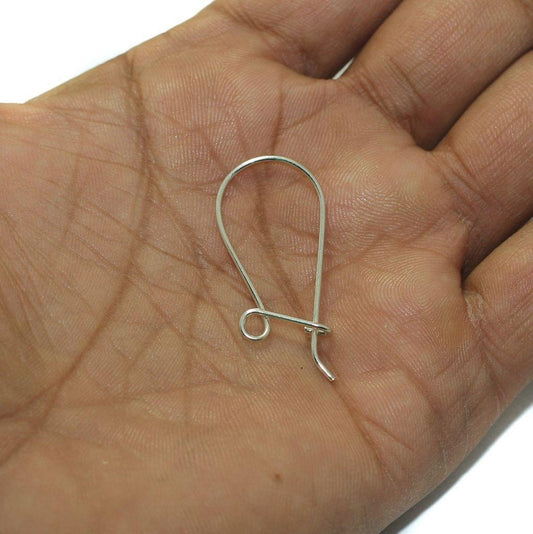 Brass Earring Hooks Silver 1.5 Inches - Silver / Brass / 2 Pair