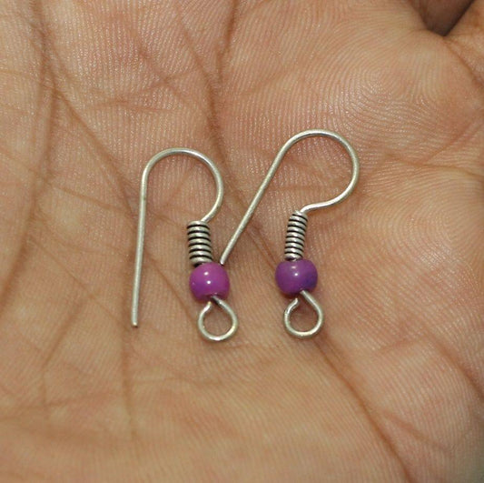 22mm Brass Silver Finish Earring Hooks - Purple / Brass / 24  Pcs