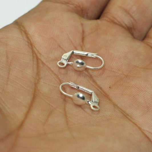 16x9mm Silver Brass Earring Hooks - Silver / Brass / 2 Pair [ Rs 32.5 / Pair ]