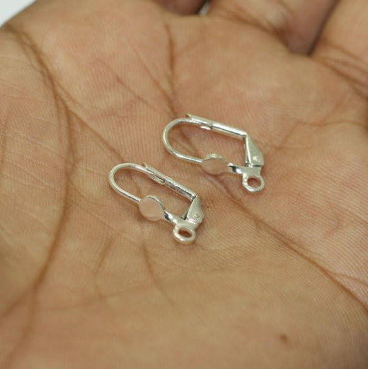 17x9mm Brass Earring Hooks - Silver / Brass / 2 Pair