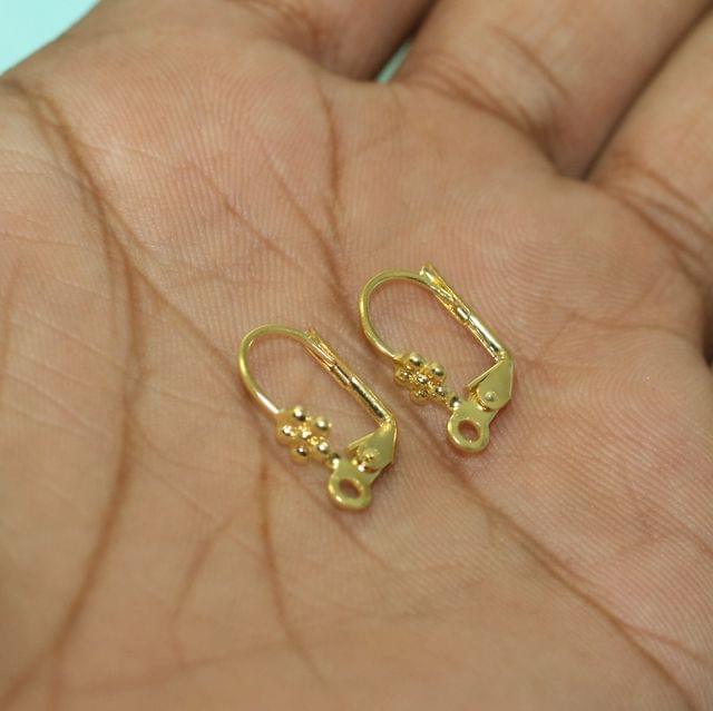 16x9mm Golden Brass Earring Hooks - Golden / Brass / 2 Pair [ Rs 32.5 / Pair ]