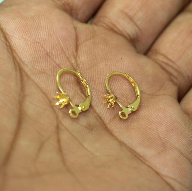 16x10mm Golden Brass Earring Hooks - Golden / Brass / 2 Pair