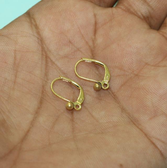 14x9mm Brass Earring Hooks - Golden / Brass / 2 Pair